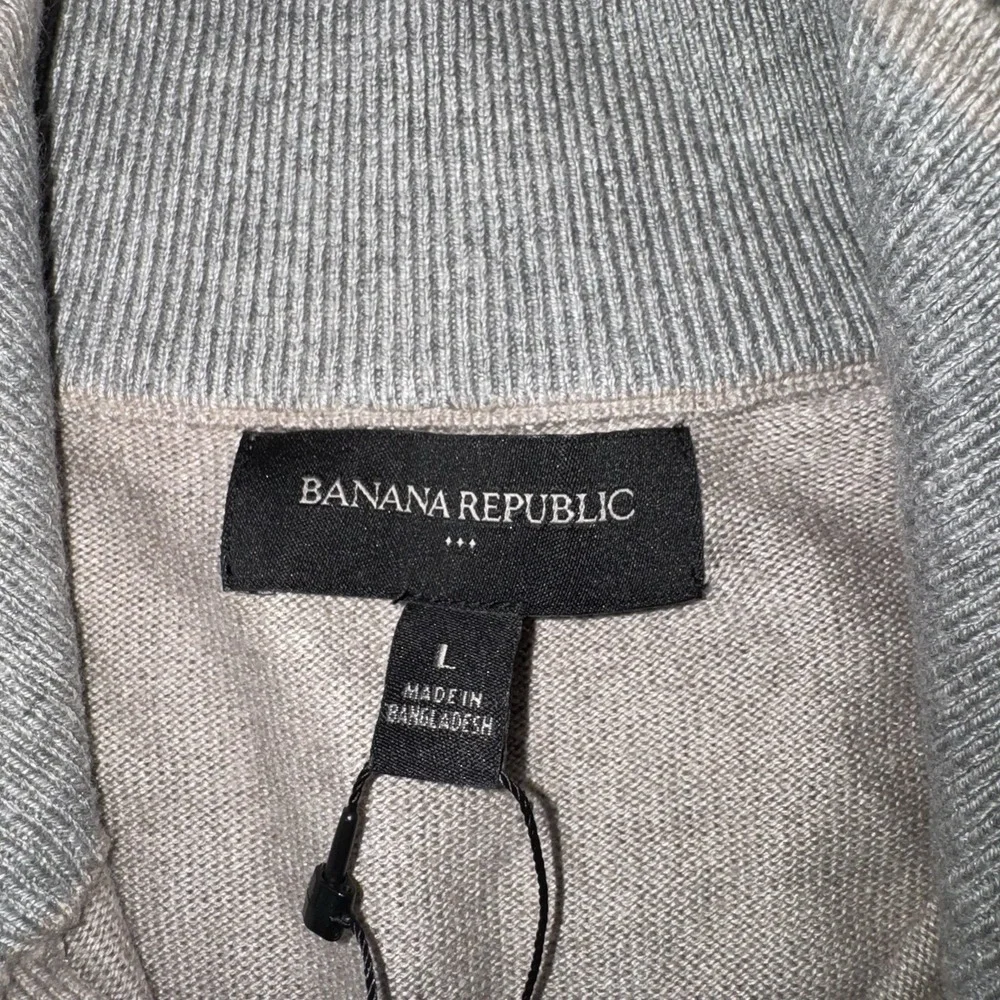 Banana Republic Sweater Mens L Tan 1/4 Zip Long‎ Sleeve Knit Casual Capsule